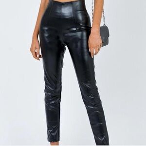 Princess Polly Shiny Black Skinny Pants